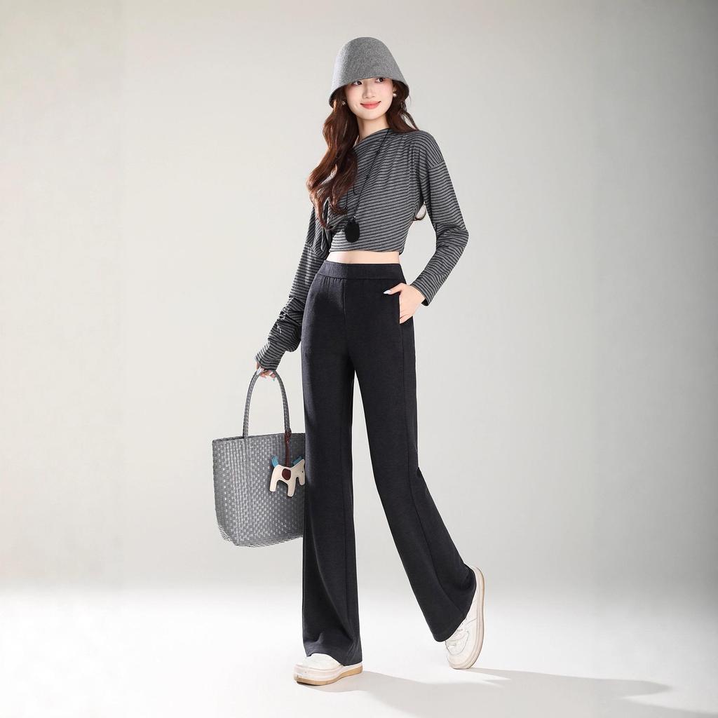 Jesienne damskie wyszczuplające spodnie z kaszmiru z rozszerzanymi nogawkami: Wszechstronny, Wysokiej Klasy Styl Drapowania