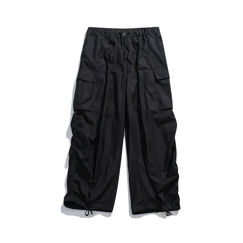 Autumn loose overalls men's and women's cityboy tide brand three-dimensional pocket adjustable tied feet casual trousers