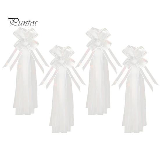 

4 шт. белые банты для свадебной скамьи из тюля, украшения для церковного прохода, свадебные стулья для девичника, длинные акценты из тюля 1 Set