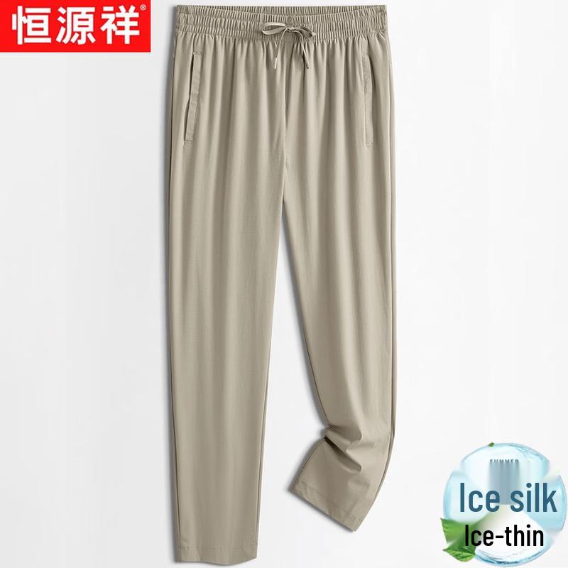 

Hengyuanxiang Men s Ice Silk Straight Casual Pants XL