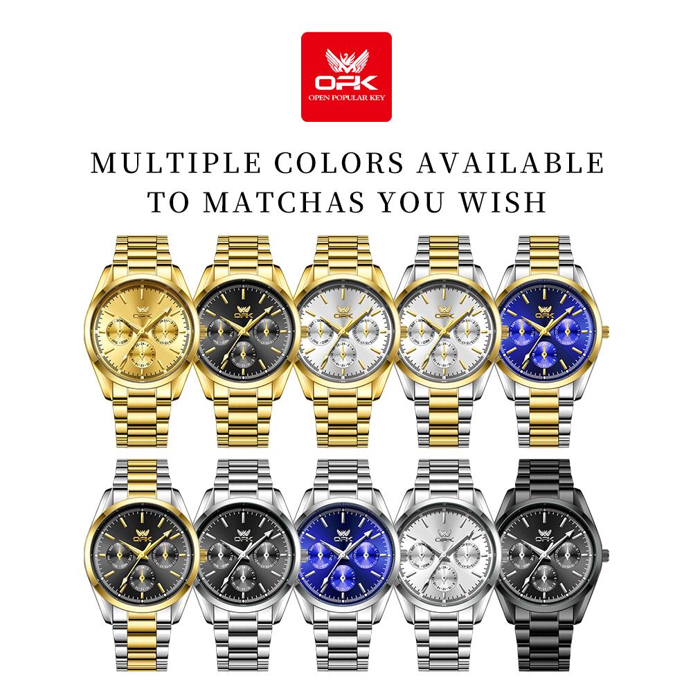 OPK 6024 Original Business Quartz Watch for Men Luminous Waterproof Date Display Stainless Steel Fashion Male Wristwatches
