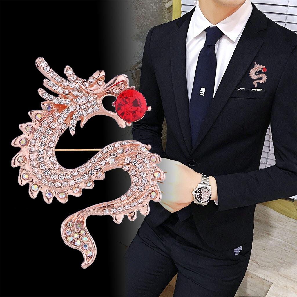 Men's Fashion Suit Brooch Simple Diamond Tassel Metal Wedding Dress Suit Brooch Collar Pin