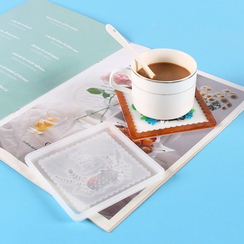 Matrițe pentru suporturi de pahar cu animale Matrițe din silicon pentru suporturi de pahar Matriță pentru suport de cană Matriță pătrată pentru turnare epoxy pentru suport de pahar din rășină Artă murală Decor pentru casă