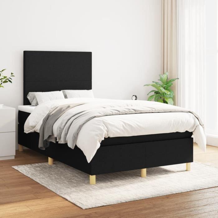 VidaXL Lit à sommier tapissier avec matelas Noir 120x200 cm Tissu - Modèle 3142163