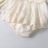 Spring Summer Solid Princess Baby Girl Tutu Skirt Style Bodysuit Toddler Infant Waffle One Piece Lace Party Outfit Play Suit