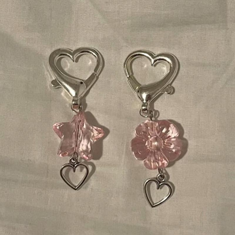 Elegant Acrylic Star Flower Keychain Phone Charm Bag Pendant Keyring Versatile Fashion Accessory for Bags and Phones