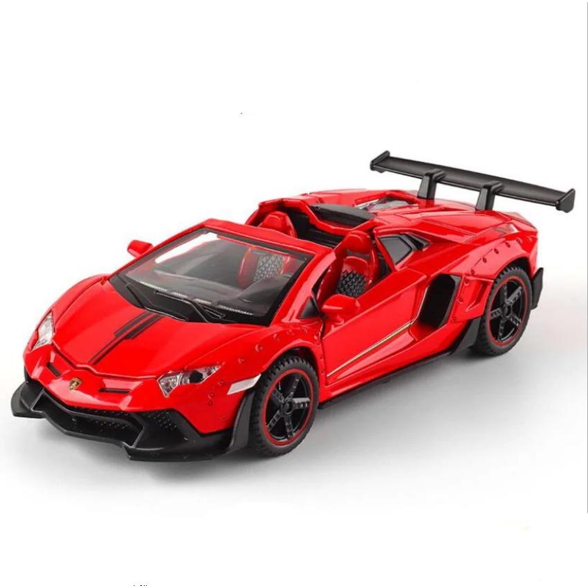 

Модель автомобиля 1/32 Aventador SVJ LamborghinILP700 Кабриолет Спортивный автомобиль со звуком и светом, игрушечная машинка с инерционным механизмом, подарки для мальчика красный