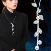Korean Style Autumn-Winter Pearl Leaf Tassel Necklace