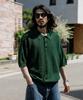 RUGGED HOUSE Cable Collar Short Sleeve Knit Green