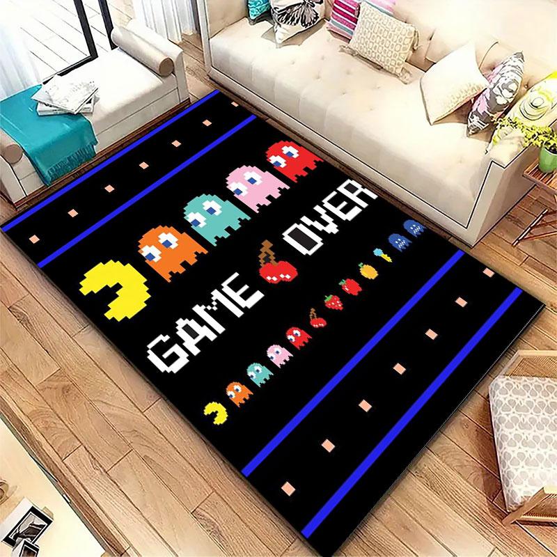 Pac-Man Game Theme Rug Non-Slip Round Carpet Gaming Room Bedroom Living Room Floor Mat Decoration