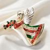 Christmas Angel Brooch Sparkly Rhinestone Inlay Gold Plated For Holiday Outfits Festive Gifting