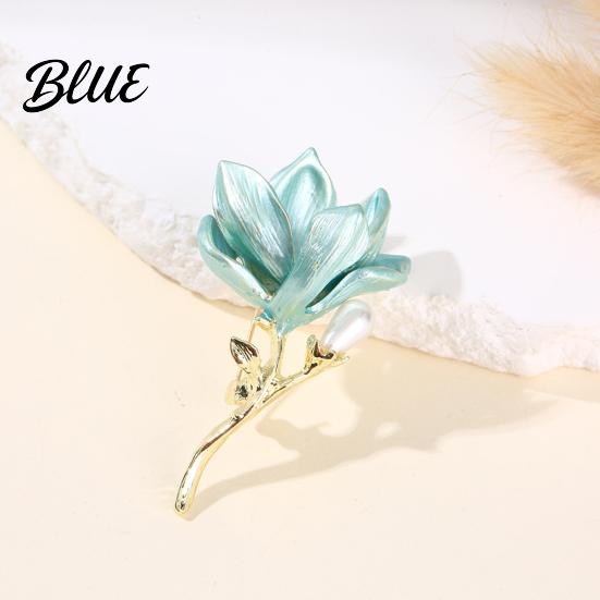 Long-lasting Brooch Magnolia Zinc Alloy Pin with Oil Dripping Process