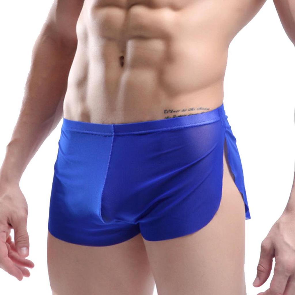 Popular European & American Men's Transparent Underwear: Mesh Boxer Sports Pants, Breathable Low-Waist Home Wear