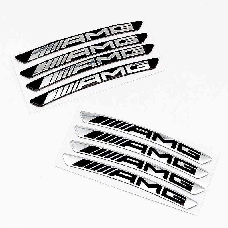 4Pcs Aluminum Black Silver Wheel Rim Hub Center Cap Badge Steering Wheel Emblem Sticker For Mercedes Benz AMG Styling Accessory