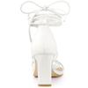Allegra K Women's Chunky High Heel Sandals with Lace-Up Straps, White, Size 27.5cm