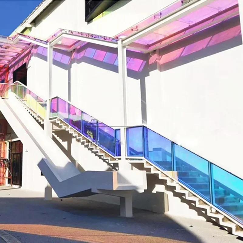 Chamäleon Dichroisches Bauglas Fensterfolie UV-Schutz Bunte Dekorative Fensterfolie für Einkaufszentrum Büro Selbstklebendes Buntglas