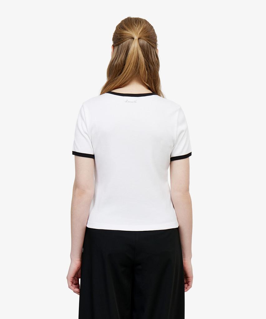 LACOSTE Women'S Ringer Short Sleeve T-Shirt Tf902E-56G 001