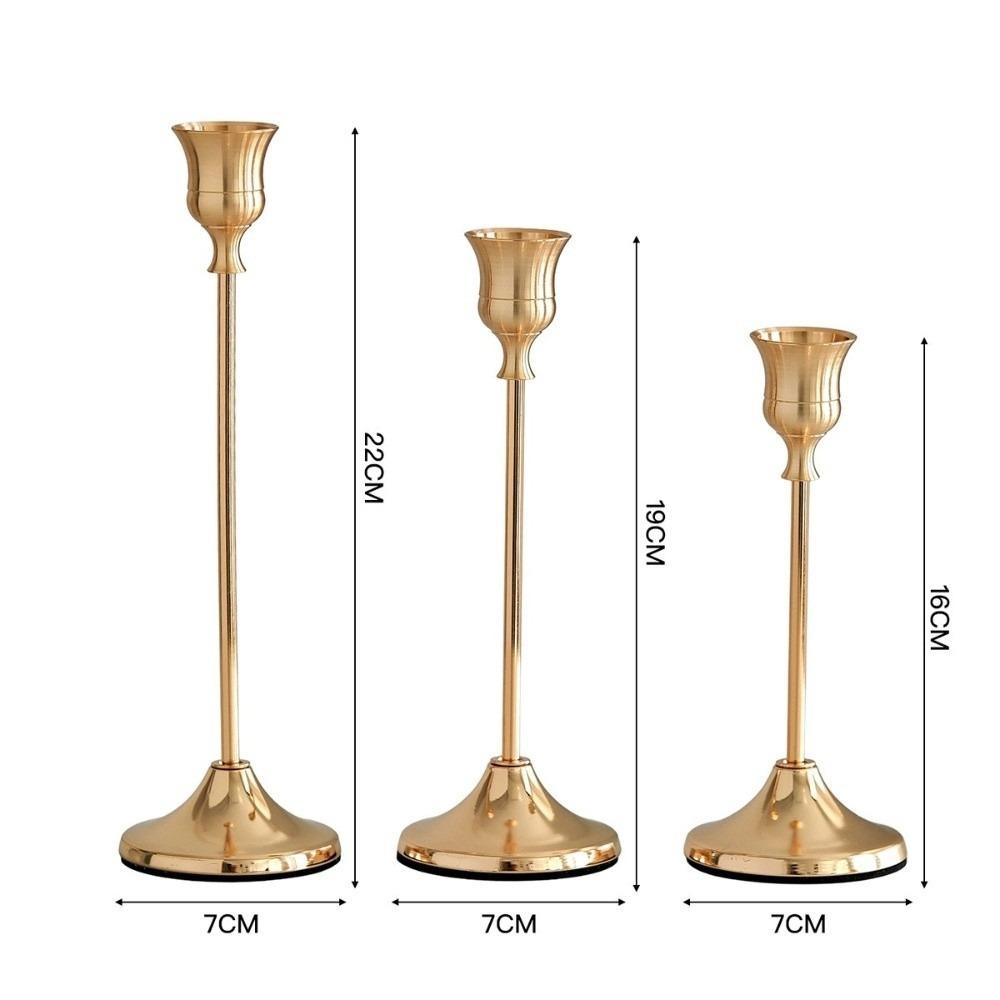 3pcs Romantic Vintage Tabletop Candle Holders Metal and Aluminum Home and Hotel Decoration Candlestick Holder Candle Stand