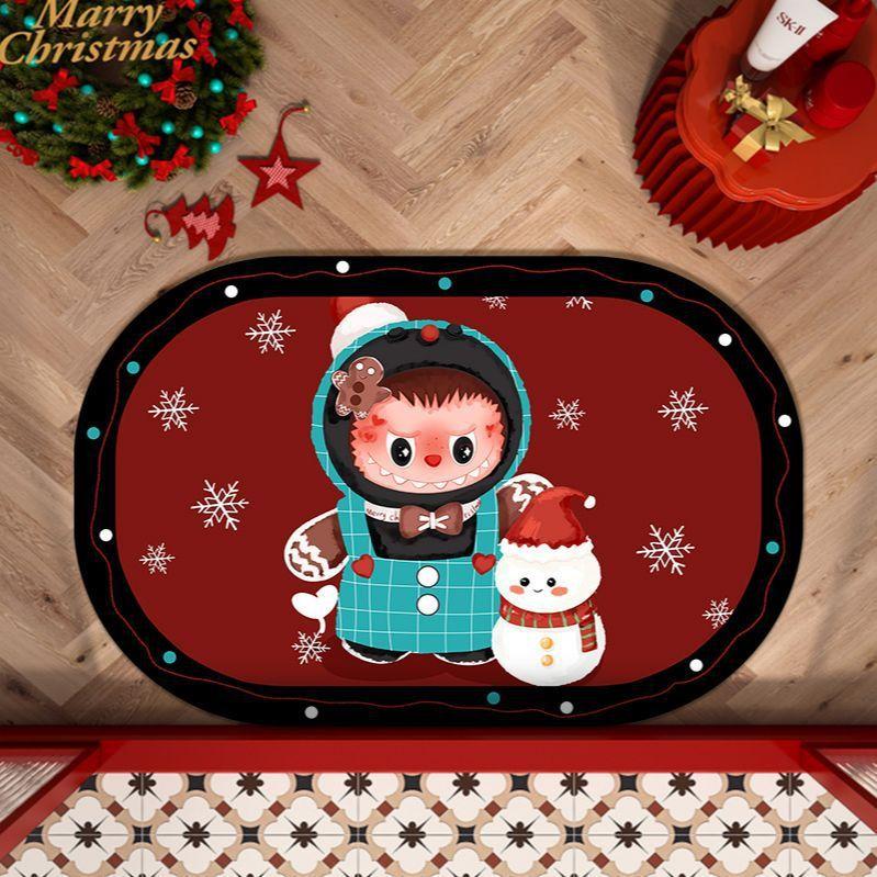 Cute Christmas Cartoon Diatom Mud Bath Mat Absorbent Non-slip Toilet Toilet Floor Carpet Mat