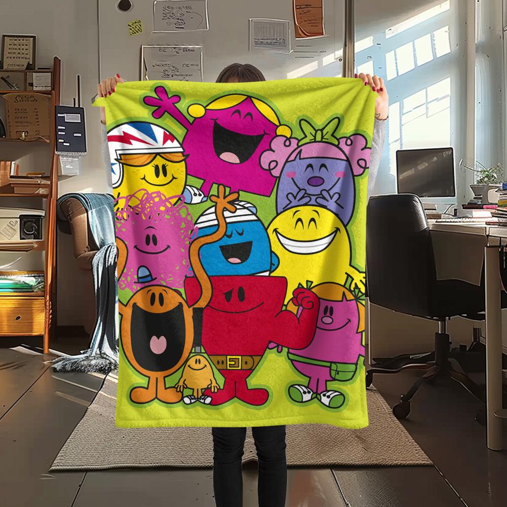 1PC Mr. Men Little Miss Patterned Flannel Blanket Suitable For All Seasons for Home Decor Warmth and Comfort Gifts Holiday Present