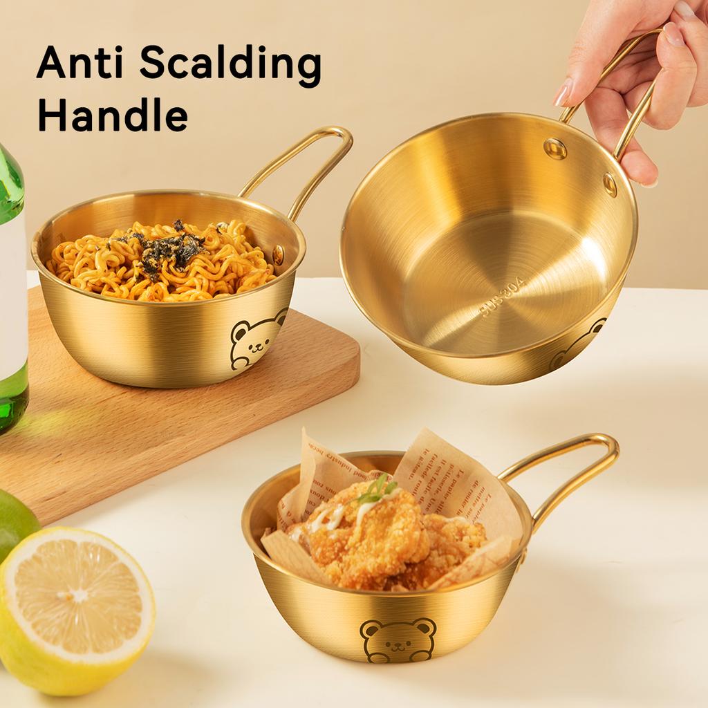 Korean Style Ramen Bowl Stainless Steel Noodle Bowl Multipurpose Snack Fruit Salad Bowl Induction Cooker Heatable