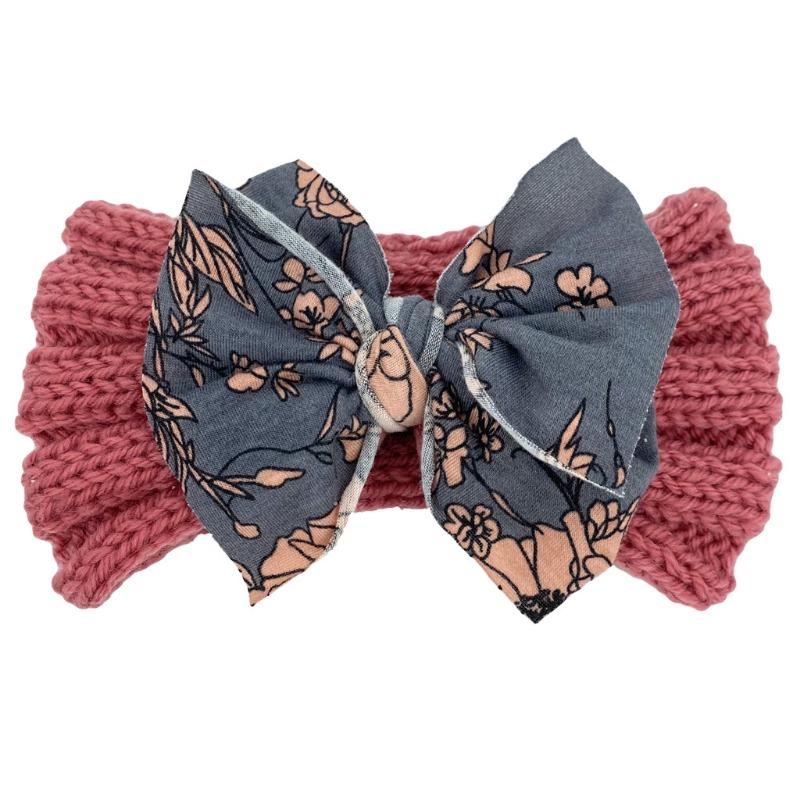 New children's headband headband, printed bow knitted wool headband, baby headgear hair accessories Baby