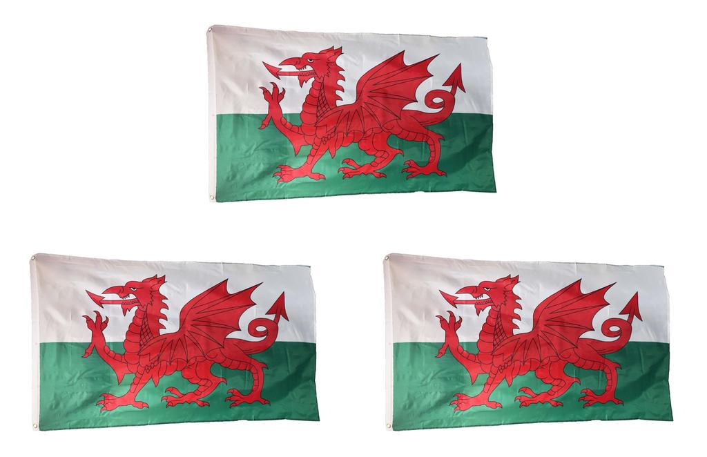 Premium Quality 5 Feet X 3 Feet Wales Welsh Flag With Eyelets For Camping And Boating