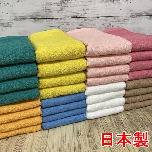 Senshu Towel Face Towels, 12-Piece Set, White, 250 Momme, 35x89cm, Made In Japan, Commercial Use, Color-Resistant, Sulfur-Dyed, Double-Hemmed