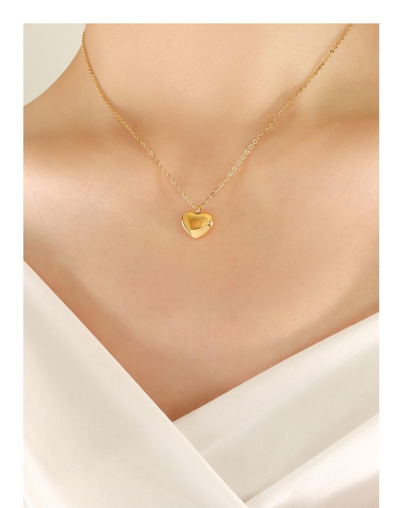 Qiong Yao 18K Gold-Plated Heart Couple Necklace - Trendy Titanium Steel Clavicle Chain P051