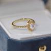 Niche Moonstone Open Ring Women's Elegant Senior Sense Warm Luxury Design Adjustable Everyday Dainty Finger Ring