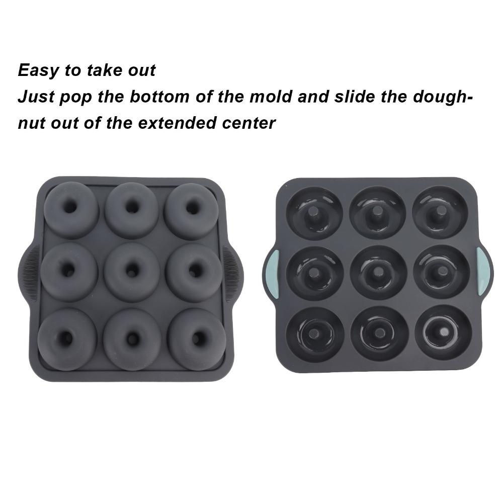 Food-Grade Silicone Silicone Donut Pan Non-Stick Surface Ring Cake Mold Oven Baking серый