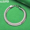 925 Sterling Silver 10mm Fish Scale Pattern Side Chain Beautiful Bracelet Gift Jewelry