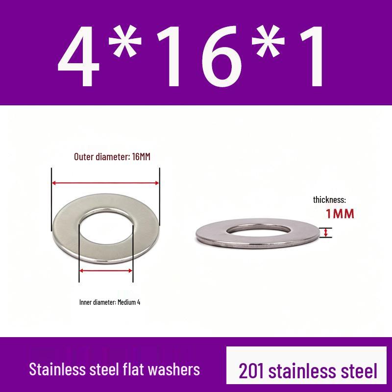 201 Stainless Steel Rust-proof Flat Washer - National Standard Hardware Fasteners with Complete Specifications, In Stock.