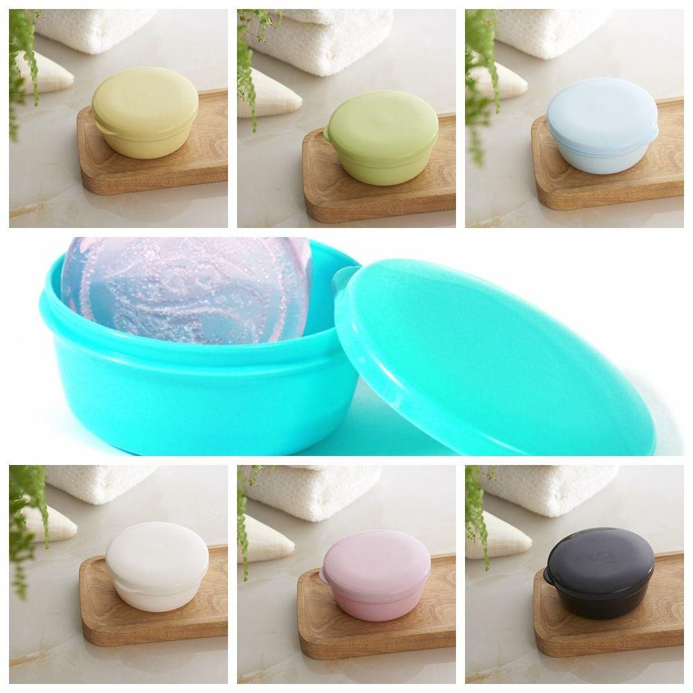 Round Portable Soap Dish Self Draining Travel Soap Container Toilet   Shower