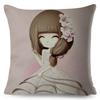 Dreamy Scene Illustrated Cushion Cover Umbrella Flower  Soft Background Art Print Soft Square Pillow Modern Home Decor xcm