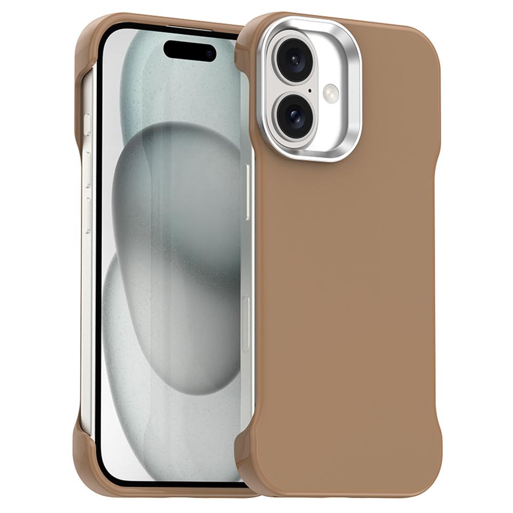 

For iPhone 16 Plus Magnetic Case Frameless Ultra Thin TPU+PET Phone Cover Reinforced Corners Brown