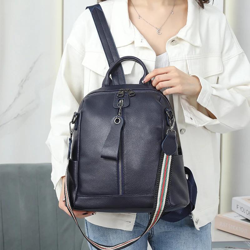 Genuine Leather Women's Backpack Large Capacity School Travel Backpack Designer Shoulder Bag for Women