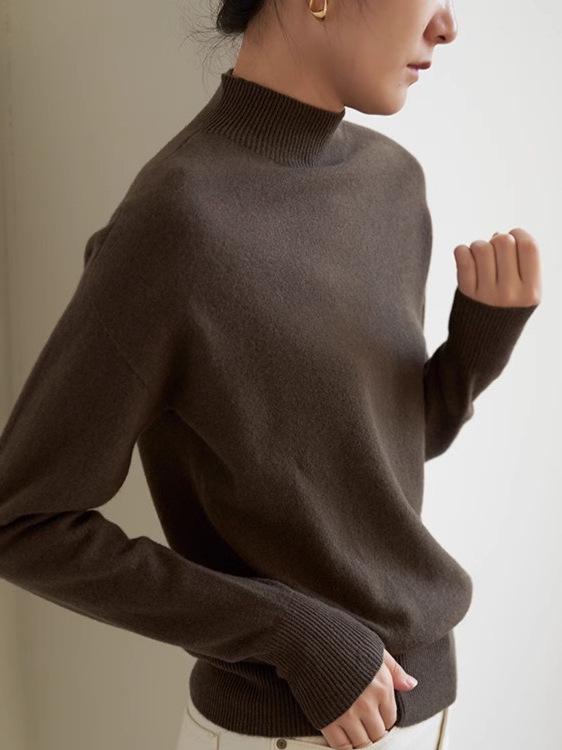 Women's Winter White Knitwear: Heavyweight Cashmere, Raccoon Fur, Half-High Neck Base Layer
