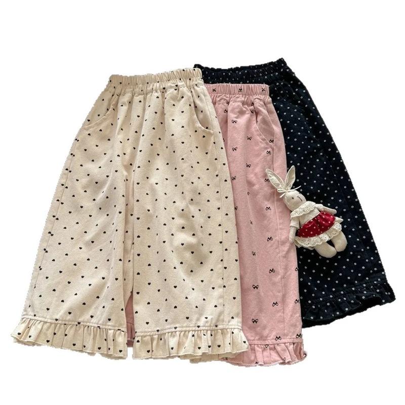 Baby Girls Autumn Pants Bowknot Printed Toddler Girls Trousers Elastic Waist Kids Baby Girls Straight Leg Pant