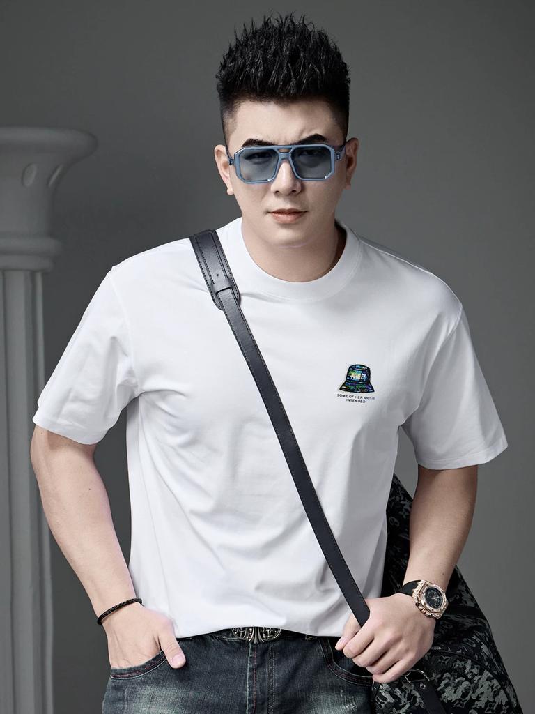 European Goods 2025 New Trendy Brand Cartoon Print Short-Sleeved T-Shirt Men's Round Neck Casual Top Summer Half-Sleeved T-Shirt