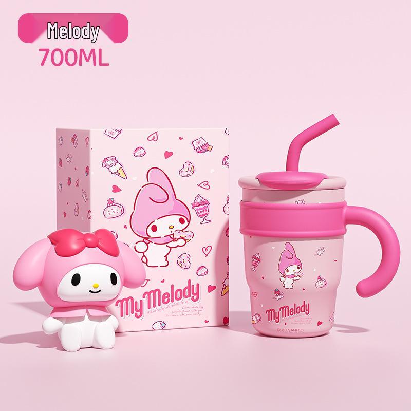 Sanrio Hello Kitty & Chibi Maruko Jumbo Thermos Cup with Straw - Cute, High-Value Water & Car Ice Cooler Cup Cup + Straw + Gift Box