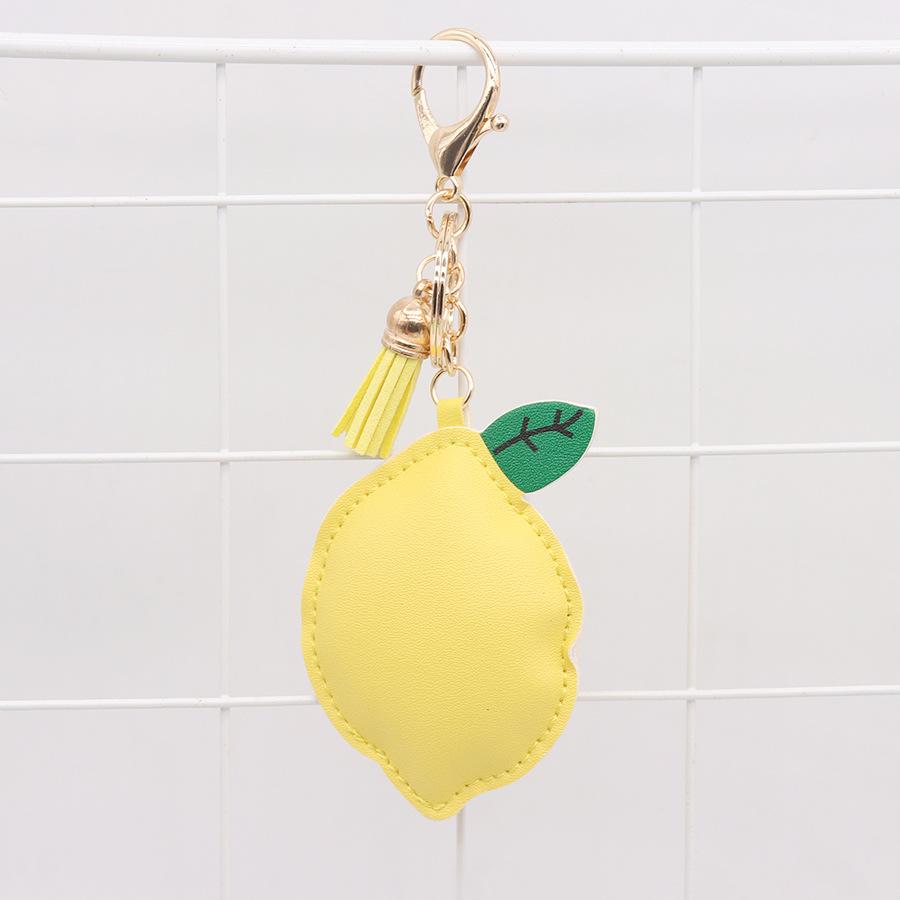 Lemon PU Leather Women's Bag Charm Keychain Ornament
