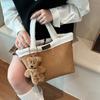 Women's bags, niche suede, portable vegetable baskets, bags, plush hand bucket bags, all-match in autumn and winter
