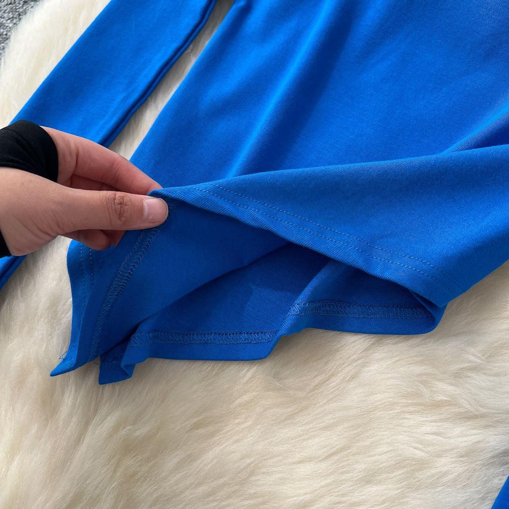 Sexy T-Shirt-Oberteil mit schrägem Halsausschnitt, trägerlos, langärmlig, unregelmäßig, hohe Taille, schmales Paket, Hüft-Mikro-Hosenanzug für Damen