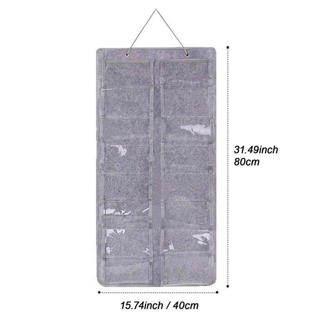 16 Slot Sunglasses Storage Hanging Bag, Wall Mounted Glasses Storage Rack, Foldable, Made of Felt and PVC Material