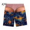 Mens Funny Beach Shorts Men Hairy Butt Shorts, Big Booty Leopard Novelty Illusion Printed Swimwear Print Briefs Design, USA Flag Swim Trunks