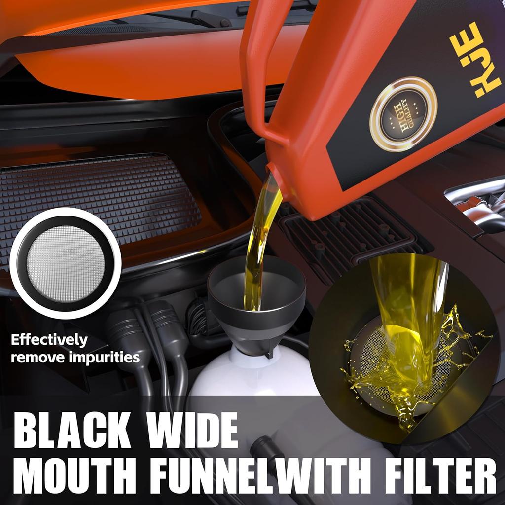 KJE 19 Pcs Automotive Funnel Set, Spout Replacements, Plastic Wide Mouth Transmission Funnels, Flexible Oil Funnel Kit For Automotive Use