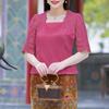 ZANZEA Women Square Neck Casual Lace Splice Half Sleeve Satin Blouse