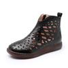 Fashion GKTINOO Women's Summer Boots Fashion 2025 New Genuine Leather Women's Sandals Hollow Design Non-slip Round Toe Ladies Shoes