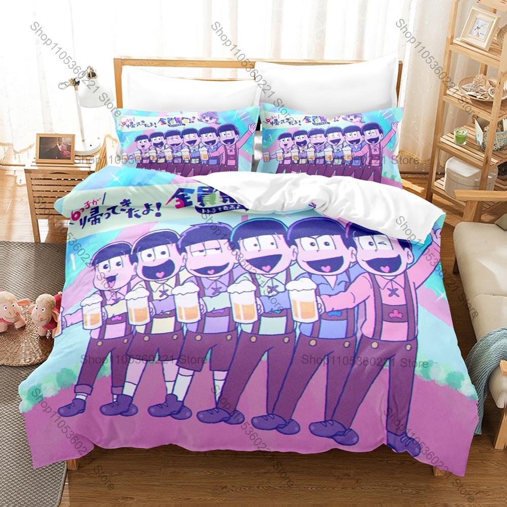 Funny Osomatsu San Theme Bedding Set 3 Piece Duvet Cover Set Home Textile For Kpop Fans Gift For Fans Bedroom Decor